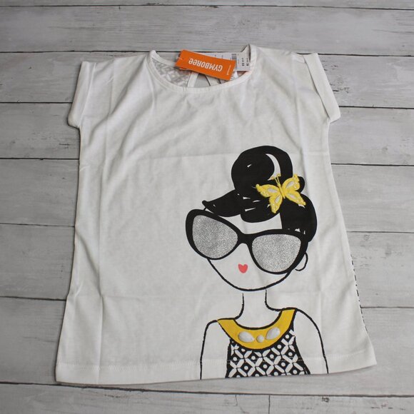Gymboree Vintage Girl's Top Shorts Sunglasses Size 4 Black Yellow - Picture 4 of 11